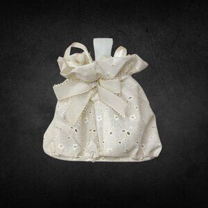 Vintage Handmade Pointelle Drawstring Bag / Pouch